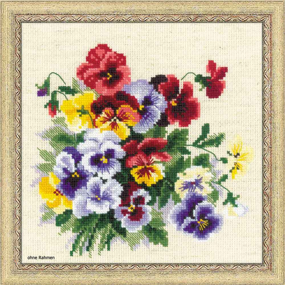 Riolis counted cross stitch Kit Pansy Medley, DIY