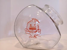 Vintage Reese's Clear Glass Candy Jar w/ #1 Orange PB Cup Lion