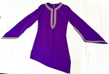 Vintage 1970s Magician Assistant Handmade Robe Purple Gold SIZE S 36”