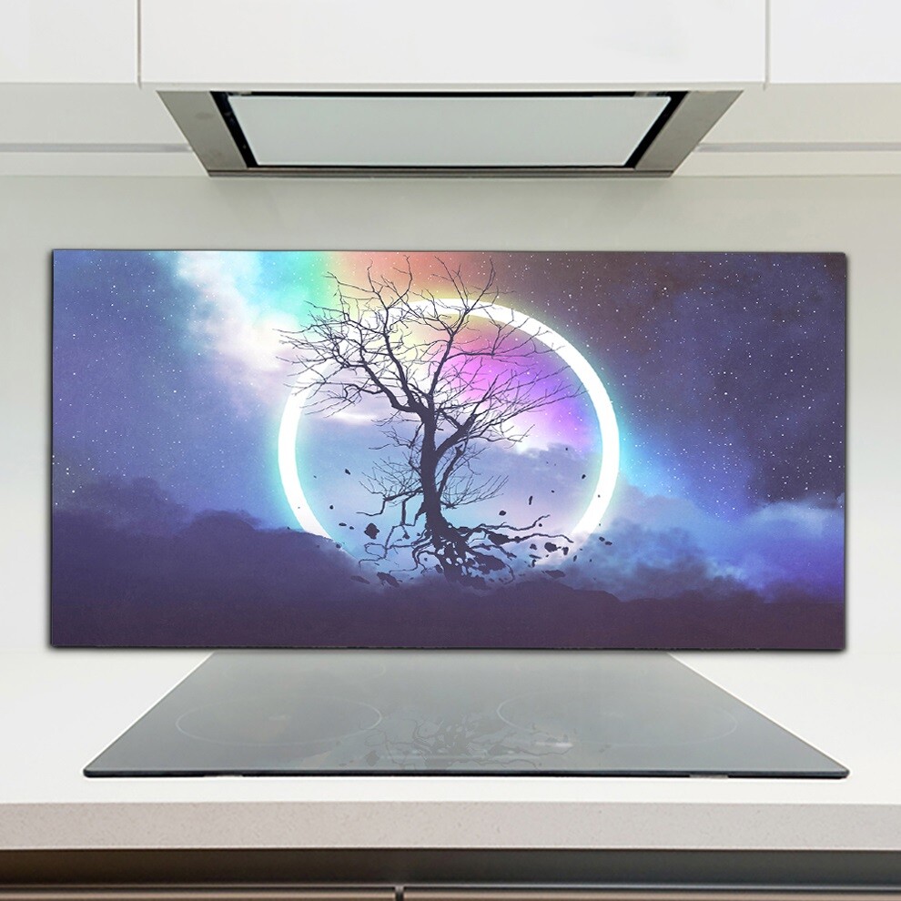 Baum ohne Blätter Mond Landschaft Küchenrückwand Fliesenspiegel auf Glas 120x60