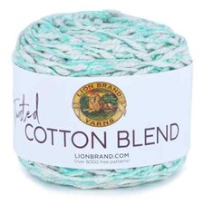 Lot of 2  Lion Brand Twisted Cotton Blend Yarn - 205 AQUA/ECRU