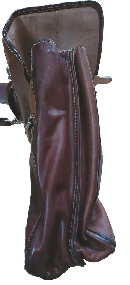 Maletín de documentos vintage marrón Tony Perotti Italia cuero profesor 17" x 12 Foto 2 de 4