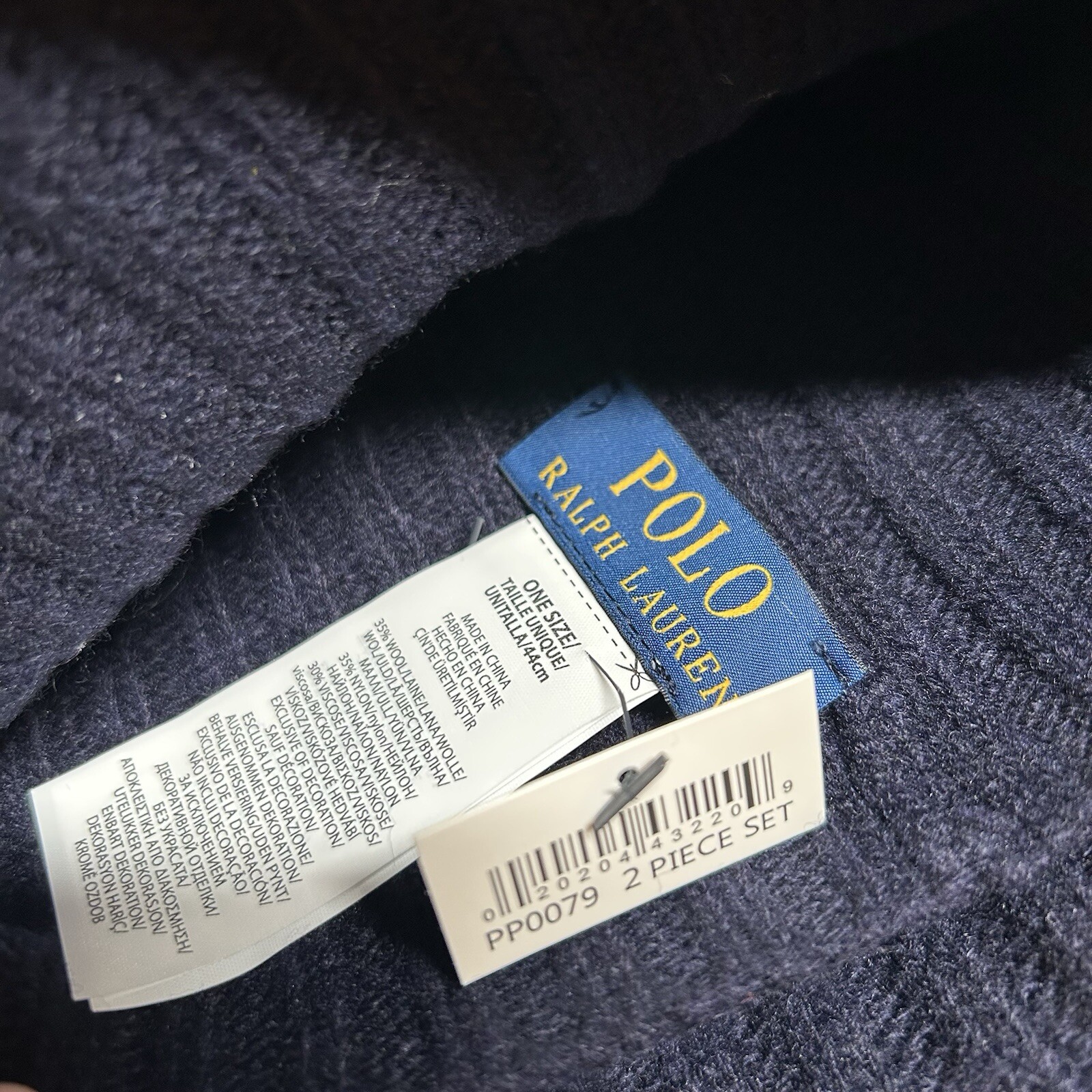 Polo Ralph Lauren Beanie Hat Berretto Sciarpa Set Uomo Navy Rosso Pony Acrilico Preppy NUOVO