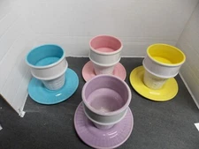 set of 4 pastel ice cream cone cups / bowls and saucers (unused)