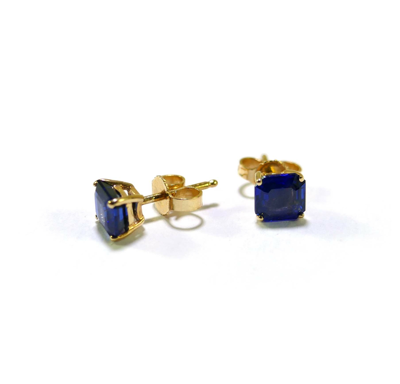 Blue Sapphire 14k Yellow Gold Stud Earrings eBay