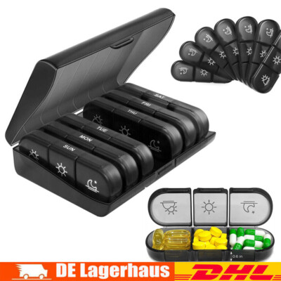 Tablettenbox 7 Tage 3 Fächer Einfaches Füllen Medikamentenbox Pillendose Box NEU
