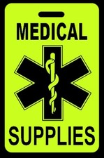 Hi-Viz Yellow MEDICAL SUPPLIES Luggage/Gear Bag Tag - FREE Personalization - New