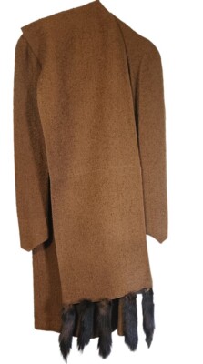 1950s Vintage Lilli Diamond Wool Dress And Scarf With Mink Or Sable Tails Sz S