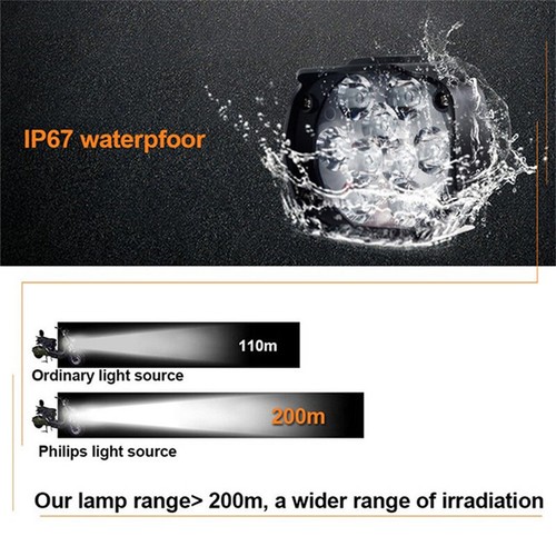 Motorcycle Headlight 9 LED 6W DC12V Super Bright Spot White Work Light BicyS-b - Picture 8 of 8