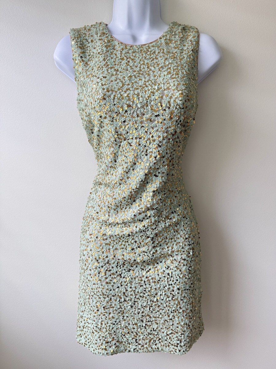 Dress the Population Revolve Sz Small Green Gold Sequin Shimmer Bodycon  Dress | eBay