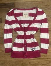 Y2K Hollister Co. Pink White Striped Knit But...