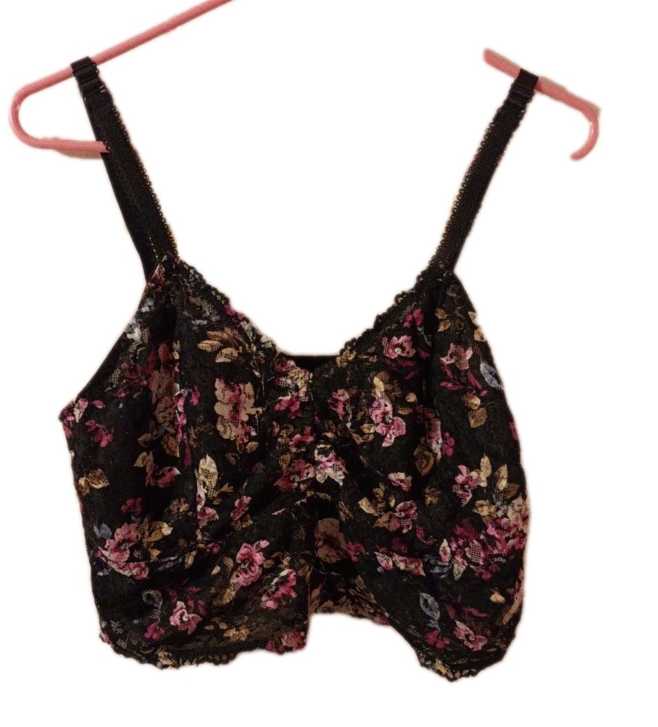 Torrid Curve Mesh Lace Bralette Size 2X No Wire Crop Top Dark Floral gothic