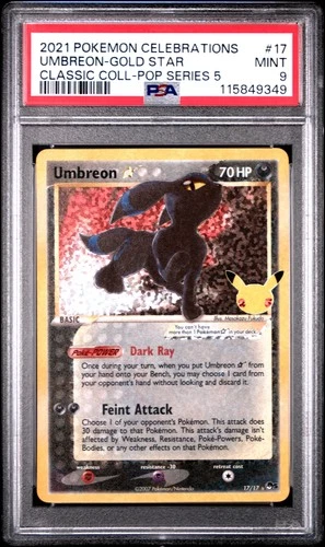 2021 POKEMON CELEBRATIONS CLASSIC COLL #17 UMBREON-GOLD STAR PSA 9