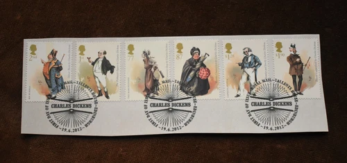 GB 2012 Charles Dickens, Commemorative Stamps On Piece, Used, ex FDC