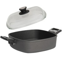 Skk Guss BräTer 28Cm Quadratisch Induktion Brat-Kasserolle Antihaft & Glasdeckel