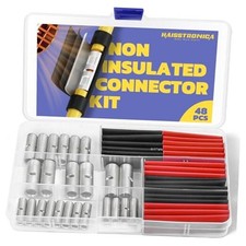 Non Insulated Butt Connectors Kit, AWG 8-4 24pcs Tinned Copper Splice 48