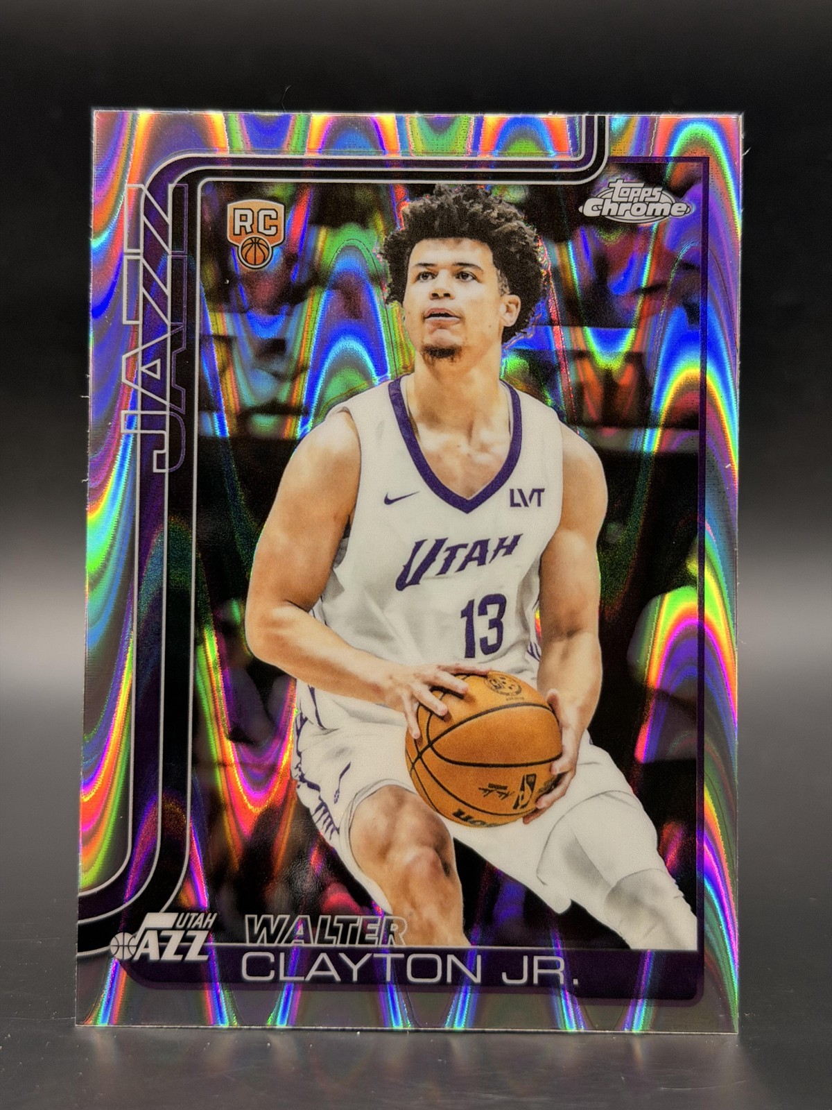 Walter Clayton Jr. 2025-26 Topps Chrome #268 RC RayWave Refractor Jazz Rookie