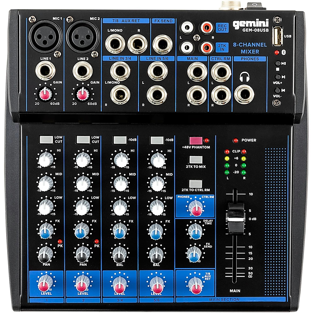 Gemini GEM-08 USB 8 Channel USB mixer With Bluetooth 16090₽