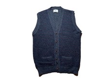 Vintage Lord Jeff 100 Shetland Wool Sweater Cardigan Button Up Vest Men Large