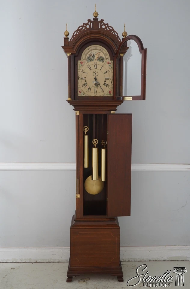 69946: Reloj abuelo Sligh Aaron Willard caoba con incrustaciones Foto 3 de 4