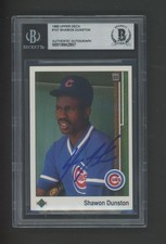 Shawon Dunston Autographed 1989 Upper Deck Card #107 Cubs Beckett Encased