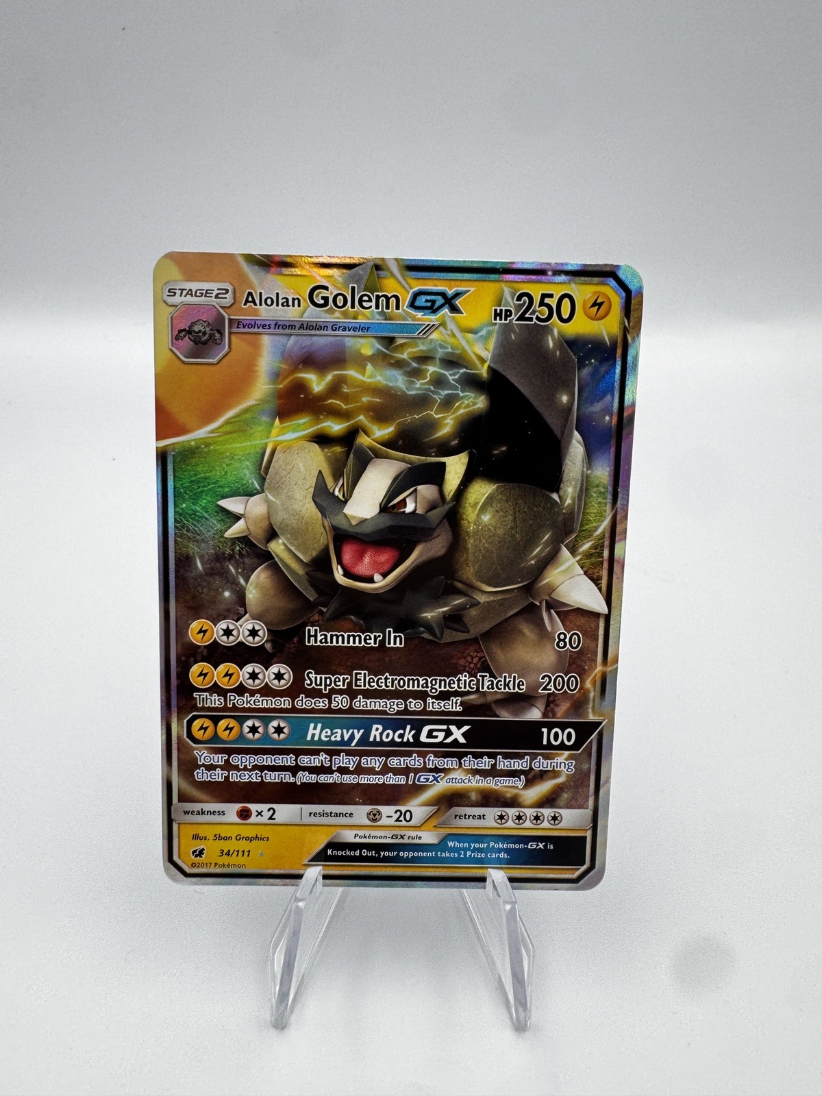 Alolan Golem GX 34/111 Sm-Crimson Invasion Holo