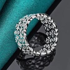 925 Sterling Silver Hollow Heart Ring Women Sizes 7-10 Wedding Engagement Band