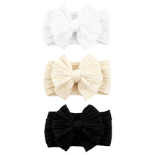 3 Pcs Baby Bows Headbands Soft Nylon Hairbands Super Elastic Headband Hair Acces
