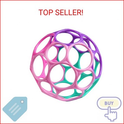 Bright Starts Oball Easy Grasp Classic Ball Infant Toy in Pink/Purple, Age Newbo