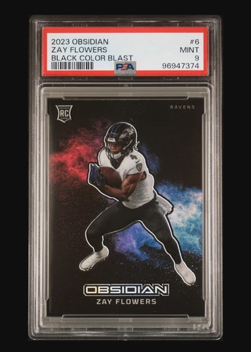*PSA 9* Black COLOR BLAST 2023 Obsidian SSP RC ZAY FLOWERS Rookie Ravens GEM #6