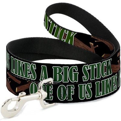 Dog Leash ONE OF US LIKES BIG STICKS/Sticks Black/Brown/Green NARROW (US IMPORT)