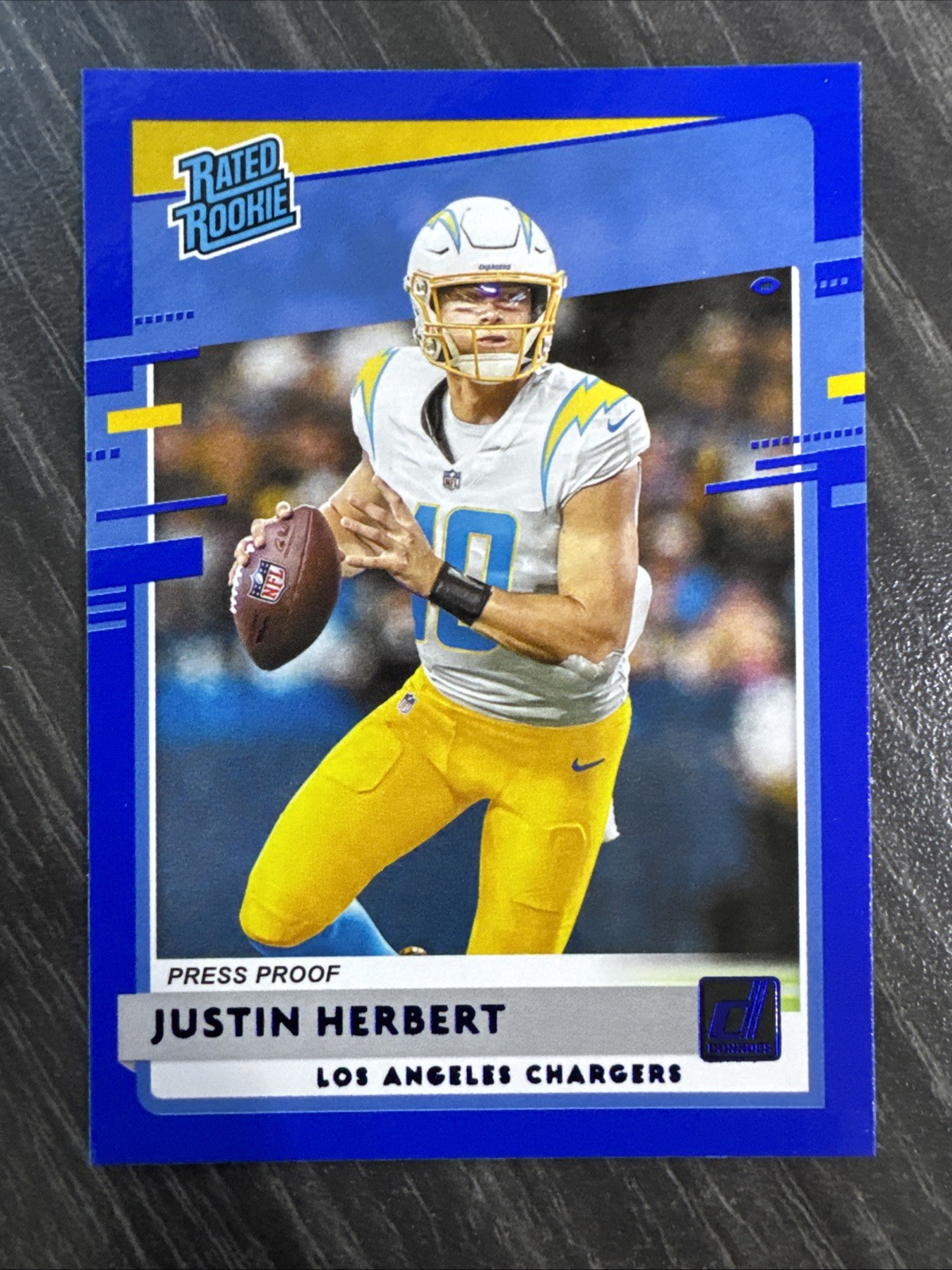 Justin Herbert 2020 Panini Donruss Rated Rookie #303 Blue Press Proof