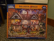 White Mountain Puzzle HALLOWEEN HOUSE Complete/Clean Steve Crisp 1000 Pieces