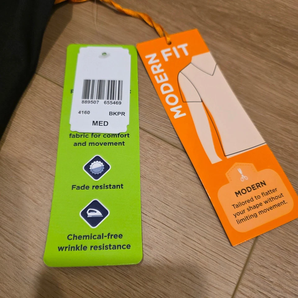 Landau ProFlex Scrub Top Women's Medium Black V Neck Modern Fit Short Sleeve - Image 3 of 4