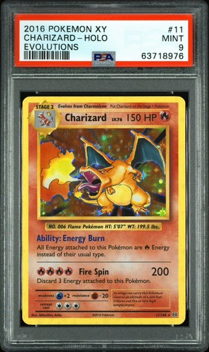 2016 Pokemon XY Charizard Holo Evolutions #11 PSA 9