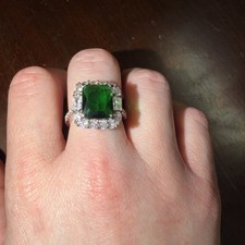 5ct Emerald Square, CZ, 925 Sterling Silver Plated Ring, Sz 9