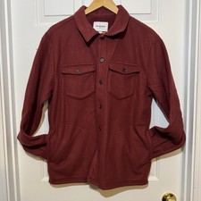 Goodfellow Co. Flannel Shacket With Pockets Mid-Weight Maroon Adult Medium