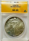 1994 Silver Eagle $1  ANACS MS65 *BEST PRICE ON EBAY*