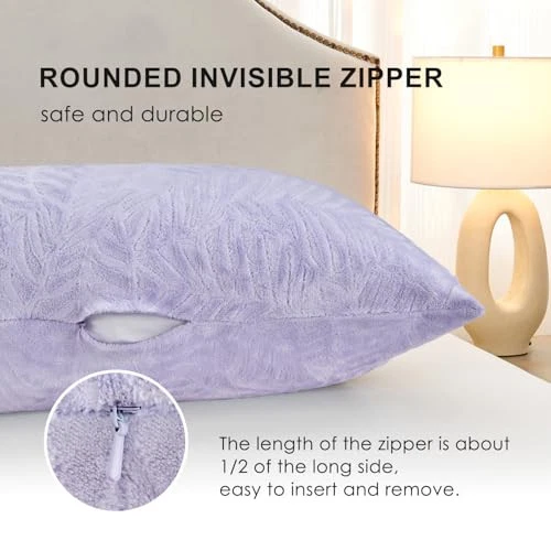  Чехол на подушку 21x54 дюйма, супермягкие и уютные листья текстурированный флис  - Изображение 3 из 4