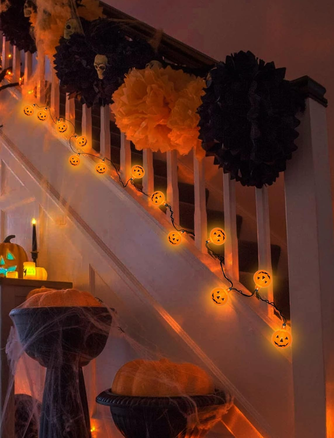 Halloween Decorations Pumpkin String Lights Outdoor, 8.5Ft Halloween