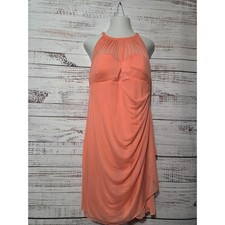 David Bridal Coral Pink Halter Mesh Ruched Draped Cocktail Dress 20 Home Coming