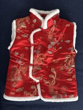 Unisex Kids Chinese Lunar New Year Red Satin Vest Traditional Tang size 120