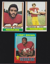 3 REDSKINS LOT 1971 #115 LARRY BROWN 1974 #119 371 ROY JEFFERSON BRAGG VGEX