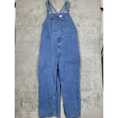HISEA Mens Denim Overalls 48x28 Blue Cotton Workwear Bib Pants