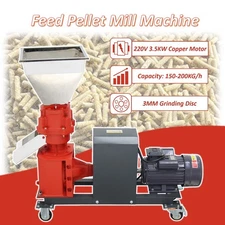 Electric 4Roller Poultry Livestock Chicken Feed Pellet Mill Machine3mm 220V3.5KW
