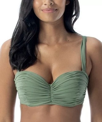 Coco Reef Women's Charisma Bra-Sized Pleated Bikini Top, Palm Green, 36DD/38DD