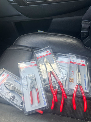 KNIPEX Cobra 5pc Pliers Set 7 1/4in Red/Silver Flexible Tips Pinch Guard