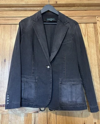 Ralph Lauren Grey / Black Distressed Denim Jacket Size XL - Image 1 of 4