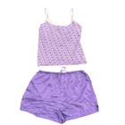 Y2K Victoria's Secret Purple Camisole Shorts Pajama Set M Silk/Cotton Shelf Bra