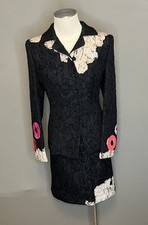 Vintage 80s Couture CHRISTIAN LACROIX Sz 46 Wool/Silk Suit With Pave Details